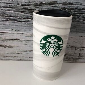 Starbucks 2020 Coffee Travel Ceramic Tumbler Gray Swirl Marble 12 Oz